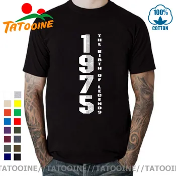 Tatooine Retro Vasaros Stiliaus Gimimo Legenda, 1975 M. T shirt vyrai Derliaus Gimė 1975 m. T-shirt Tėtis Geriausia Gimtadienio Dovana Tee marškinėliai