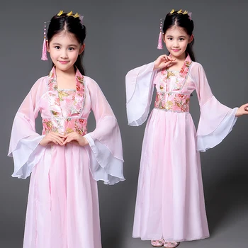 Tradicinis kinų hanfu suknelė vaikų drabužių liaudies šokių mergaičių senovės kinų operos han tang dinastijos ming kostiumas vaikams vaikas