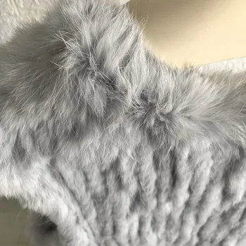 Triušio kailio liemenę, moterų 's V-kaklo apykaklė megzti handmake originali kailiniai paltai moterų atsitiktinis kailio liemenė 2020 naujas