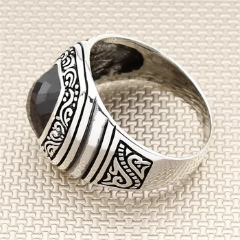 Turkijos Papuošalų 925 Sterlingas Sidabro Žiedas Nekilnojamojo Brangakmenio Vyrų Žiedai Vyrų Papuošalai Žiedai Mens Žiedai Moterims, vyriški Žiedai Mens žiedas