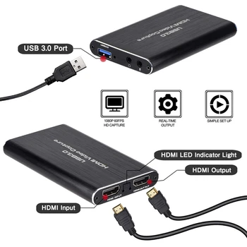 USB 3.0 1080P HD Vaizdo įrašymo HDMI Žaidimas Užfiksuoti Kortelės Tinka Žaidimas Live Transliacijos Vaizdo Įrašymo