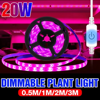 USB 5V viso Spektro LED Grow Lempa LED Augalų Auga Juostelės 2835 SMD 0,5 m 1m 2m 3m Fitolampy Fito Žibintai Kambarinių Augalų Daigų