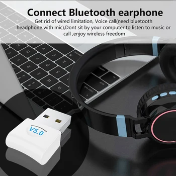 USB Bluetooth Dongle Adapterį V5.0 PC Kompiuteris, Nešiojamas Belaidis Muzikos Garso Garsiakalbis Ausinių Imtuvas Siųstuvas Transmisor