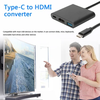 USB3.1 Hub Tipo C iki USB3.0+4K HDMI+PD USB-C Adapteris 3-in-1 Splitter Konverteris USB C HUB į HDMI Adapterį, KOMPIUTERIO, Nešiojamojo kompiuterio Accessari