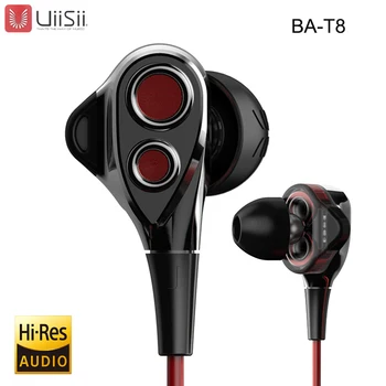 UiiSii BA-T8 HiFi Ausinės Ausinių Dual Dynamaic Muzikos In-Ear Ausinių Triukšmo Panaikinimo Laidinio su Mic 