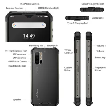 Ulefone Šarvai 7E Pasaulio Versija Tvirtas Telefonas Gel P90 128G 48MP Kamera Smartphone 2.4 G/5G WiFi Vandeniui IP68 Android 10.0 NFC