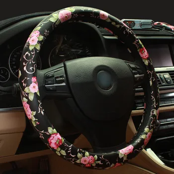Universali Odos Auto Automobilio Vairo Padengti Anti Slip Gėlių automobilio Stiliaus Vairas apima Moterys, Merginos, Ponios