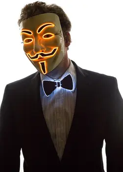 V for Vendetta Anonimas LED Kaukės Dvasios Cosplay Kaukė Vyrams, Moterims Helovinas Kostiumas Neoninės Šviesos Iki Maskuotis Šokių Grupė