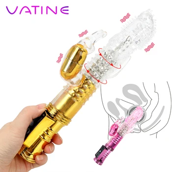 VATINE 12 Dažniai Rabbit Vibratorius G-spot Klitorio Stimuliatorius 4 Greitis Sukimosi Moterų Masturbacija