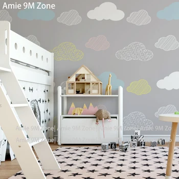 Vaikai šviesiai pilkas fonas debesis rožinė ir mėlyna versija berniukas ir mergaitė kambario tapetai nuolaida kliento sienos tapetai dydis