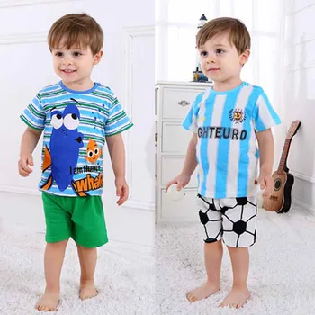 Vaikams vaikiška berniukas vasaros drabužių Animacinių filmų dryžuotas marškinėliai +Kelnės Baby girl apranga Kūdikių Sporto Kostiumai tracksuit vaikų drabužiai
