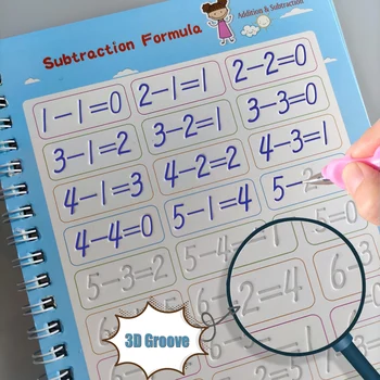 Vaikų Švietimo 3D Pratybų sąsiuvinis Daugkartinio naudojimo Copybook Už Kaligrafijos, Skaitmeninių Mokymo Aritmetinis Matematikos Rašyti Knygas Vaikams