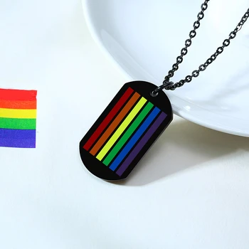Vaivorykštė LGBT Gėjų Dog Tag Karinės Karoliai Pakabukas Vyrų Moteris Nerūdijančio Plieno Grandinės Juvelyrikos BFF Dovana