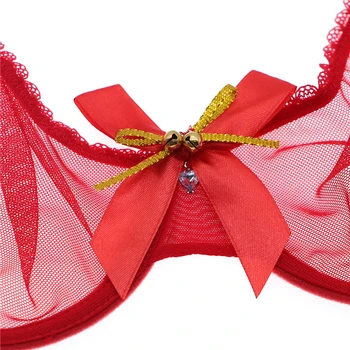 Varsbaby kalėdų didelis raudonas seksualus permatomas apatinis trikotažas underwire patogios liemenėlės moterims