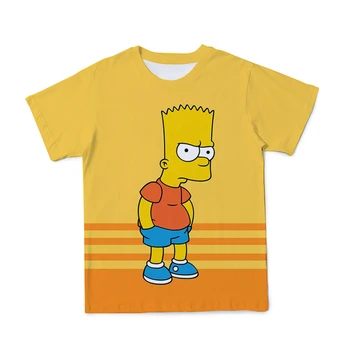 Vasaros 3D Nauji vyriški Simpsonų marškinėliai Drabužių Anime Laisvi, Patogūs, O kaklas Trumpas Rankovėmis Didelio Dydžio 110-6XL (Pritaikomas)