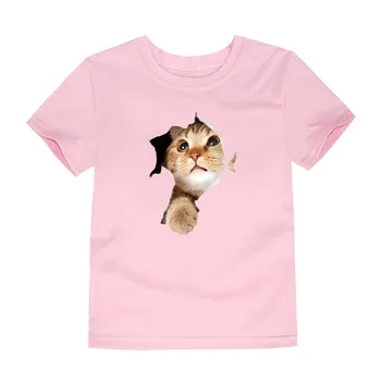 Vasaros Berniukai, Gyvūnų T Marškinėliai Vaikams Katė Vaikas Medvilnės 3D Katė T-marškinėliai Berniukams, Trišakiai Merginos Viršūnes Vaikų marškinėliai Juokinga Tshirts
