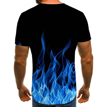 Vasaros Mados trumparankoviai 3D Apvalios Kaklo Viršuje Dūmo Elementas Marškinėliai Madinga vyriški T-Shirt 2020 Nauja Liepsna vyriški T-Shirt XXS-6XL
