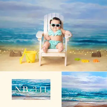 Vasaros Paplūdimio Fone Mėlynas Dangus Ir Balti Debesys Fotografijos Backdrops Naujagimiui Vaikai Sluoksnių fotostudija