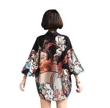 Vasarą Moteris Cardigan Japonų Kimono Yukata Megztinis Mados Moteris, Purus Suknelė
