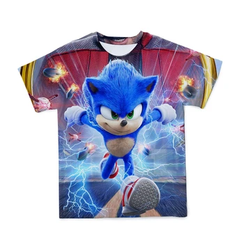 Vasarą Naujos Sonic the Hedgehog marškinėliai 3d Atspausdintas Animacinių filmų Marškinėlius Vaikų Drabužių Berniukų Marškinėliai Mergaičių Gražus Streetwear Atsitiktinis Viršūnės