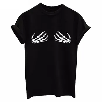 Vasarą naujos mados moterų viršūnių kaukolės skeletas rankas 3d pinting marškinėliai juokinga viršūnes grafinis tees harajuku t-shirt