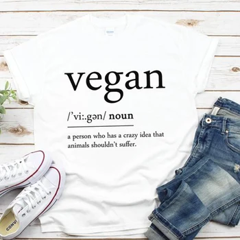 Veganų Marškinėliai Moterims Priežastinis Juokingas Laiškas, Print T-shirt Balta Šukuotinės Medvilnės Harajuku trumpomis Rankovėmis Vyriški Marškiniai Tees Lašas Laivybos