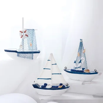 Viduržemio Jūros Regiono Stiliaus Paplūdimio Laivybos Tematikos Medinio Burlaivio Modelį, Papuošalų, Namų Šalies Stalo Ornamentas Foto Rekvizitai Vaikams, Žaislai