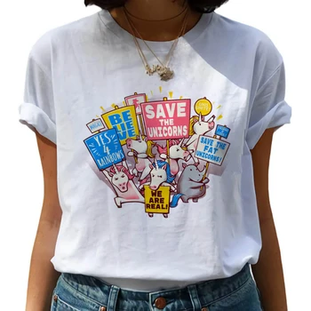 Vienaragis Kawaii Harajuku 90s Marškinėliai Moterims Mielas Unicornio Juokinga T-shirt Ullzang Grafinis Marškinėlius Grunge korėjos Stiliaus Viršaus Tee Moteris