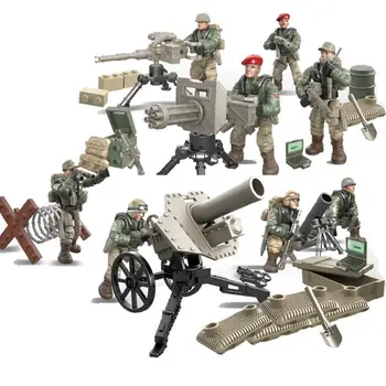 Vilkai specialią ataką komanda pasaulinio karo karinės mega block armijos veiksmų skaičius, sunkioji technika, Atakos ginklą, ginklą pastatas, mūrinis žaislas