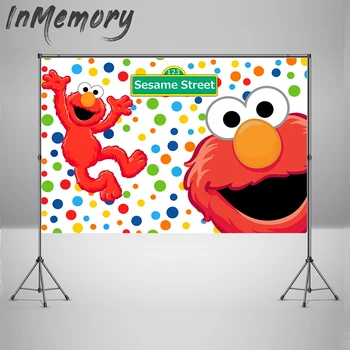 Vinilo Sesame Street Šalies Reklama spalvinga taškus Vaikų Gimtadienio Apdailos Photocall Fonas Foto Studija 220x150cm