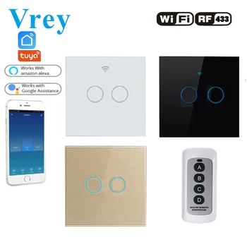 Vrey Samrt WiFi Touch Sienos jungiklis, Jungiklis su Nuotolinio valdymo pultelis vienetas su Alexa&Home 