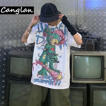 Vyrų, Moterų Ulzzang Marškinėliai Vasaros Korėjos Stiliaus Marškinėlius Gotikos Pastelinių Goth Grafinis Tee Viršuje Harajuku Punk Grunge Drabužius Hip-Hop