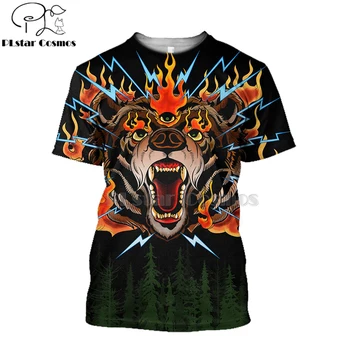 Vyrų, moterų 3D Atspausdintas t shirts lokių medžioklė t-shirt tees šortai rankovėmis Drabužiais big black bear Lankas hip-hop vasaros stilius-2