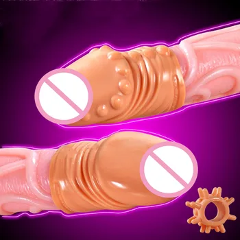Vyrų varpos rankovė 3pcs/set suaugusiųjų sekso žaislai prezervatyvą Super stipri elastinga erotinis žaislas penisplus Kapšelio žiedas varpos gaidys žiedas.