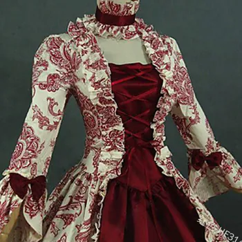 WEPBEL Gotikos Medvilnės Suknelė Trimitas Rankovėmis Viktorijos Laikotarpio Masquerade Ball Tematikos Suknelė