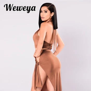 Weweya Tuščiaviduriai Iš Bodycon Suknelė Moteris 2019 M. Vasarą Moteris Seksuali Suknelė Klubas Drabužių Pavasario Suknelės Midi Šalies Backless Suknelės
