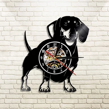 Wirehaired Takso Šuo Sieninis Laikrodis Wiener Dog-Šuo Vinilo Įrašas Sieninis Laikrodis 