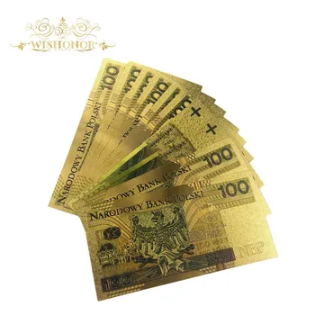 Wishonor 10vnt/daug 100 Bill PLN Lenkijos Banknotų Popiežius Aukso Banknotų Surinkimo 999, Auksas. POLIMERO Nemokamai Plastiko Mova