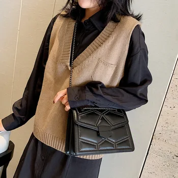 YBYT mados kniedės moterų dizainerio rankinės aukštos kokybės PU odos grandinės moterų pečių crossbody sankabos krepšys