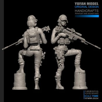 YUFan Modelis 1/24 Moterų snaiperis dervos kareivis savarankiškai surinkti (75mm)YFWW-2024