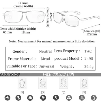 YUNSIYIXING Poliarizuoti Akiniai nuo saulės Vyrams Vintage Akiniai Aikštėje Saulės akiniai Vyrų Mados 2020 Prekės Anti-glare Retro Akiniai 2490