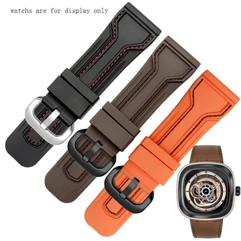 Yopo Vandeniui Gumos watchband 28mm juodos rudos, oranžinės su pin sagtis dirželis P3C M2 vyriškų laikrodžių priedai
