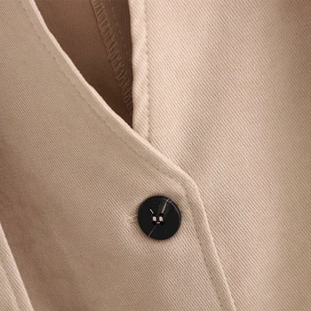Za 2020 naujų Moteris Rudens-žiemos apsiaustas Švarkelis kišenėje Kailis Atidaryti Mezgimo V-kaklo Ilgi Paltai Lady Streetwear Outwear