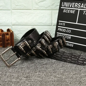 ČETIRI Unisex Punk Kulka Apdailos Diržo Aukščiausios Kokybės natūralios Odos Diržai Krokodilo Modelis Pirmą Sluoksnį karvės odos Juosmens Diržas