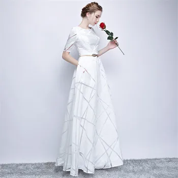 Šalis Suknelė Moterims, Baltos, Pilkos spalvos Dryžuotas XS-3XL Plius Dydis 2020 Naujas Mados Slim Kilnus, Elegantiškas Priimančiosios Maxi Suknelė Vestidos Feminina JD77