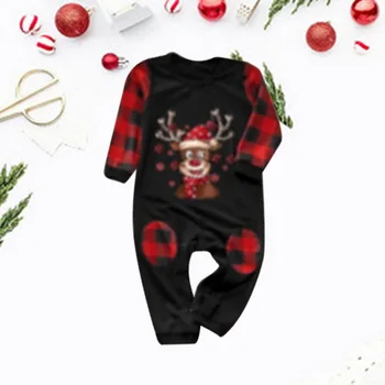 Šeimos Kalėdų Pižama 2020 Gelsvai Pledas Spausdinti Tiktų Kalėdų Rudenį, Žiemą Homewear Pižama Tėvų-vaikų Drabužiai Kerst Pyjama