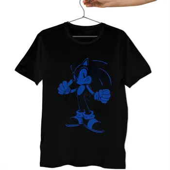 Šešėlis Sonic Marškinėliai Sonic The Hedgehog Mėlynos Ir Juodos spalvos Marškinėliai trumpomis Rankovėmis, XXX Tee Marškinėliai Vyrams Pagrindinio Marškinėlius