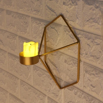 Šiaurės Stiliaus 3D Geometrinis Žvakidė Metalinė Sienos Žvakių Laikiklis Sconce Namų Dekoro K9FB