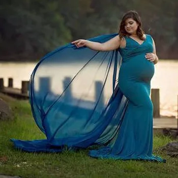 Šifono Skara Suknelė Motinystės Fotografija Rekvizitai V-kaklo Nėštumo Suknelė Fotografijos Motinystės Suknelės Už Nuotrauką Šaudyti Maxi Medžiaga