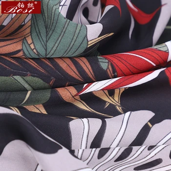 Šilko Satino Skara Moterų Lapų spausdinimo didelis Aikštėje Skara hijab Bohemijos Mados Pavasario Šalikai Elegantiškas 90*90cm foulard nemokamas pristatymas